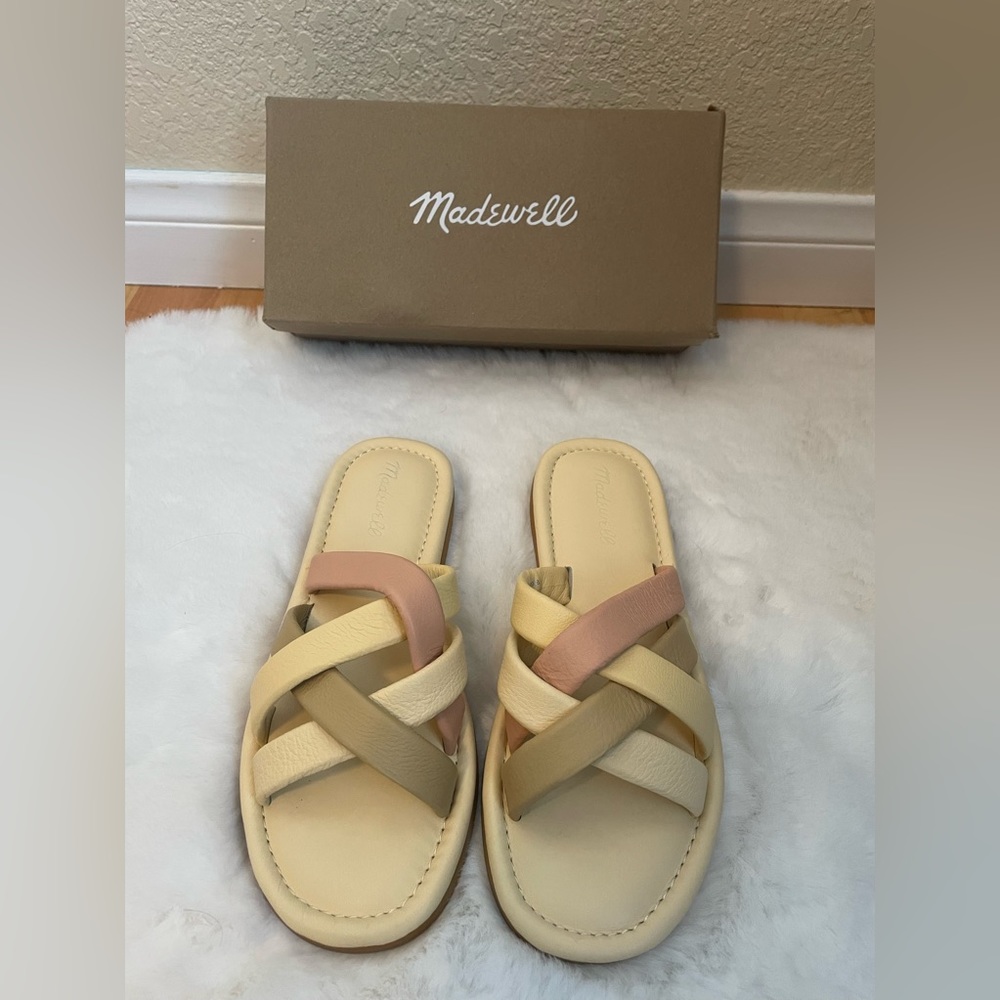 Madewell the leeandra slide leather sandal NWT